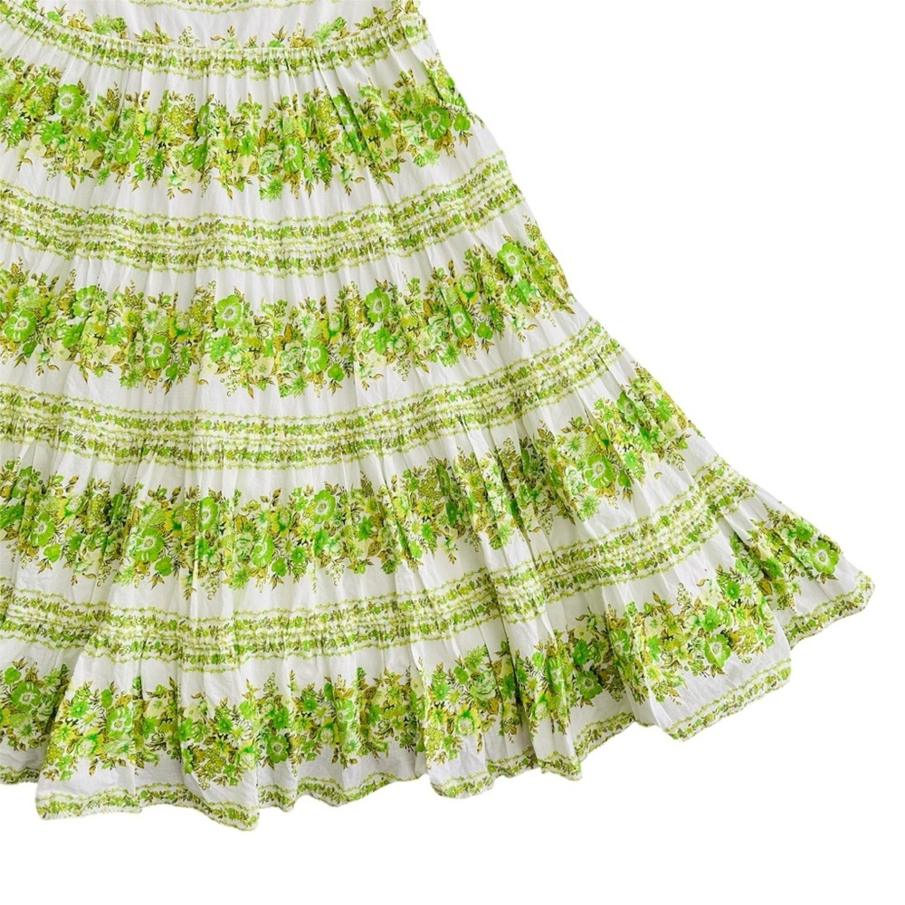Alemais Jolene Dress Size 10 US 6 Green Floral Tiered Organic Cotton Mini Vacay - Picture 7 of 16